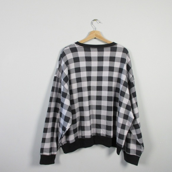 PINK Victoria's Secret Sweatshirt Women XL Buffalo Plaid Oversized Lounge 398 - Picture 2 of 11